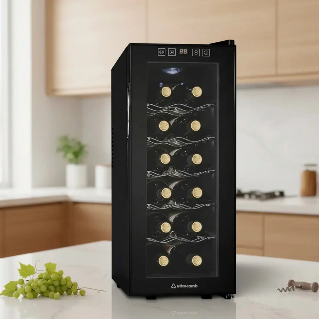 Cava De Vinos Termoeléctrica 12 Botellas Ultracomb Cv-6012 Panel Táctil