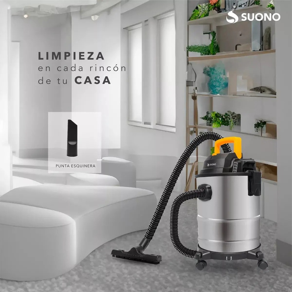 Aspiradora De Tacho Suono Hogar Polvo Sopladora - 15l Plateado