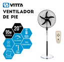 Ventilador De Pie 20" Vitta 3 Veloc 95W C/Remoto Plateado