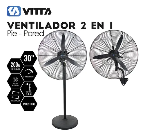 Ventilador Industrial 30'' Vitta 2 En 1 Pie/ Pared 200w 3