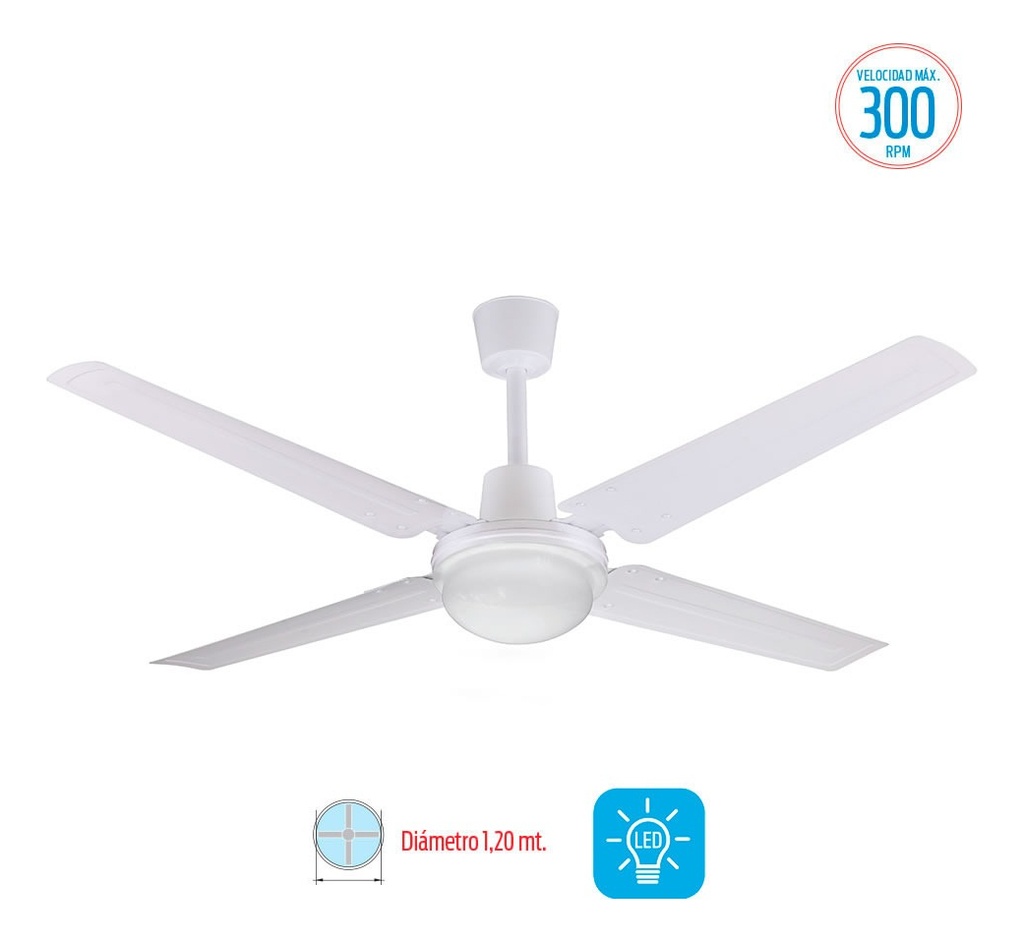 Ventilador De Techo Liliana Vthb114 Blanco - 4 Palas Metal 1.219 M Blanco Metal 4