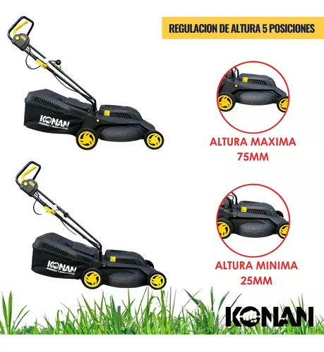 Cortadora Césped Konan 1600w 1hp Con Bolsa Recolectora 38 Cm