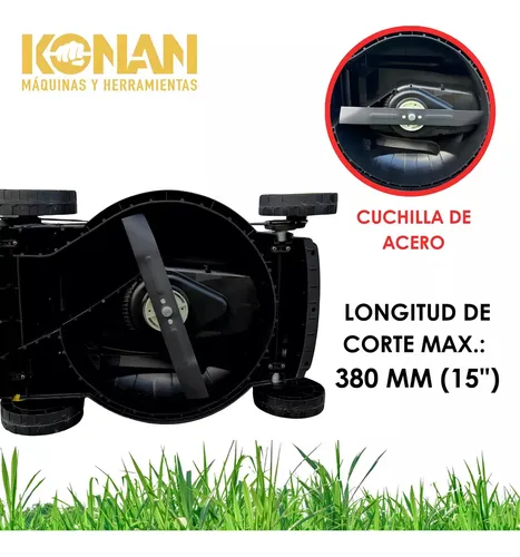 Cortadora Césped Konan 1600w 1hp Con Bolsa Recolectora 38 Cm