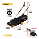 Cortadora Césped Konan 1600w 1hp Con Bolsa Recolectora 38 Cm