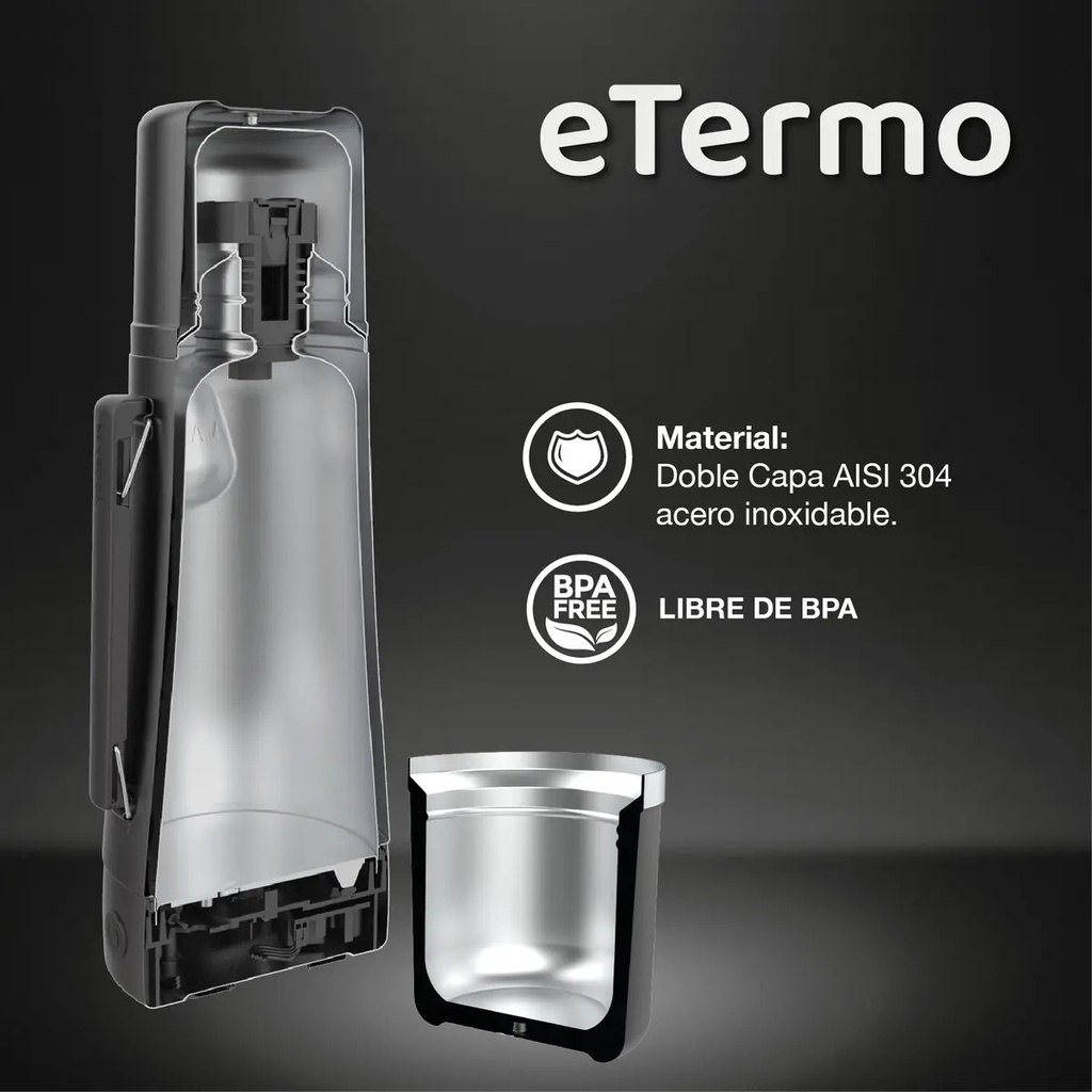 Termo Electrico Peabody Et1001d E-termo 1 Litro Mate Bombilla P1 Gris Oscuro