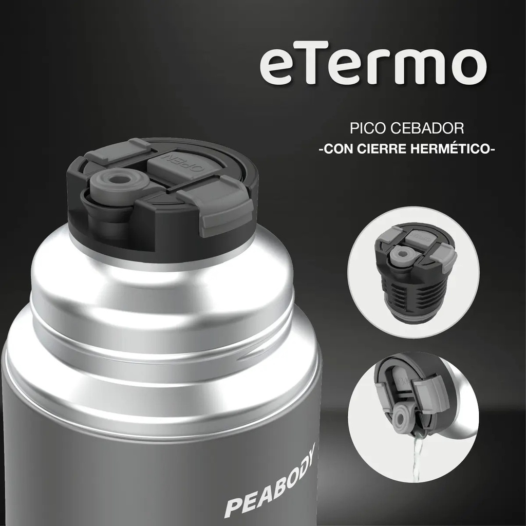 Termo Electrico Peabody Et1001d E-termo 1 Litro Mate Bombilla P1 Gris Oscuro