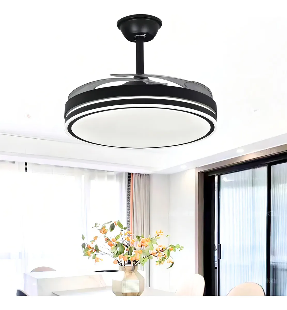 Ventilador De Techo Kanji Retráctil 6 Vel C/luz Negro