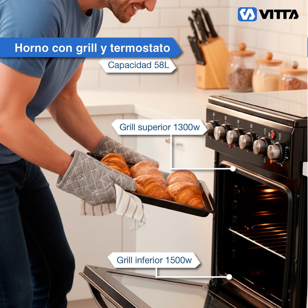 Cocina Eléctrica Vitta 50cm Negra/acero