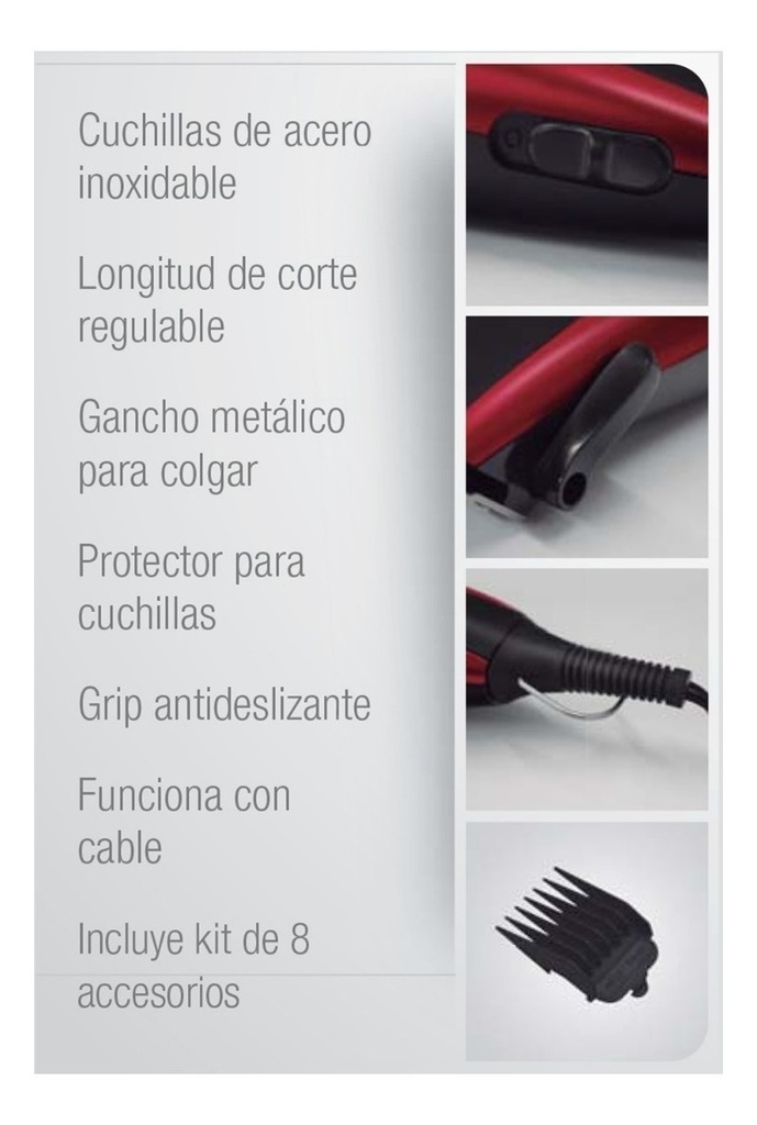 Cortadora De Pelo Ultracomb Bc-4700 220v Roja Y Negra