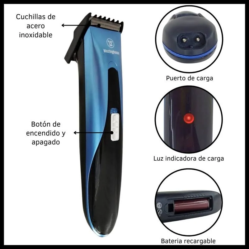 Cortadora De Pelo Westinghouse Whhcl603 Usb Color Azul