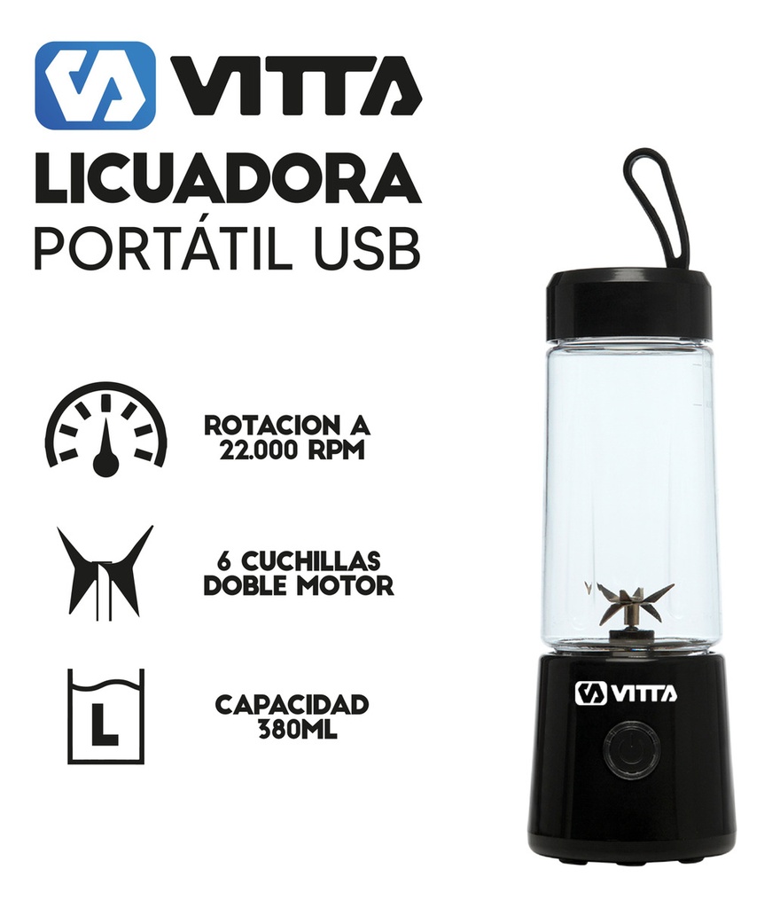 Licuadora Batidora Portatil Deportiva Usb Recargable Vitta