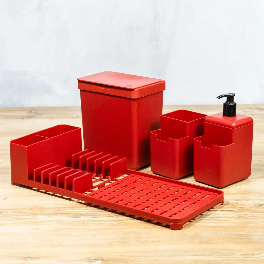 Kit Combo Cocina - Escurridor Organizador Jabonera Tacho