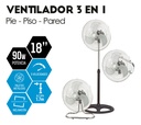 Ventilador 3 En 1 Genérico Plateado Con 3 Palas De Metal