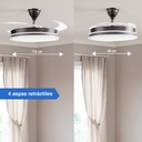 Ventilador De Techo Kanji Retráctil 6 Vel C/luz Negro