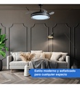 Ventilador De Techo Kanji Retráctil 6 Vel C/luz Negro