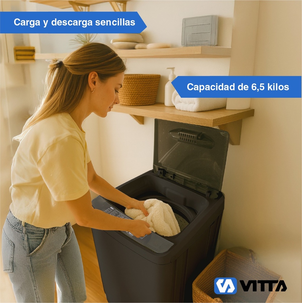 Lavasecarropas Vitta 6.5 Kg Automatico Silver Carga Superior