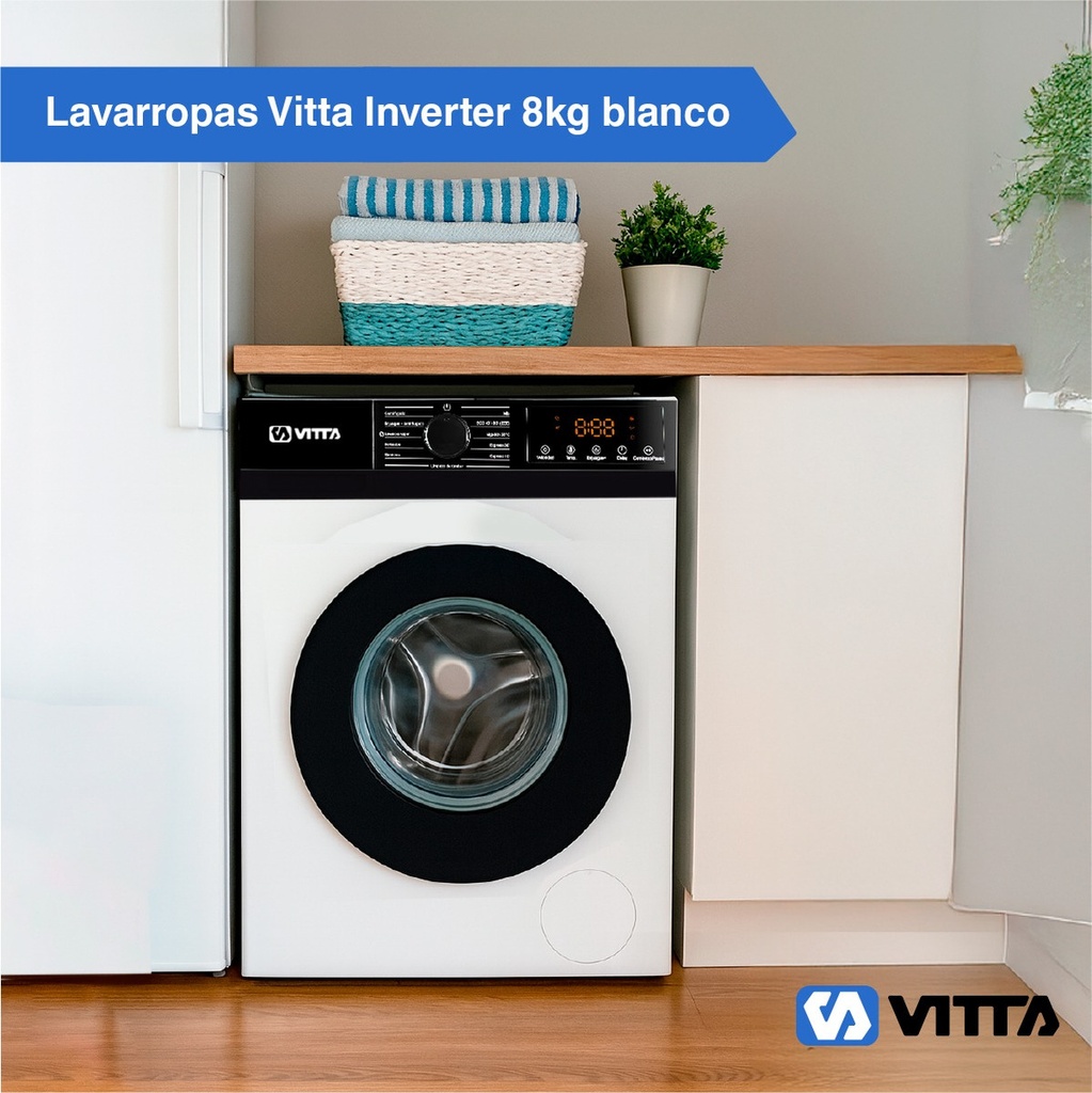 Lavarropas Vitta Inverter 8kg Wjite 1200 Rpm Vit-wmcfwt8k