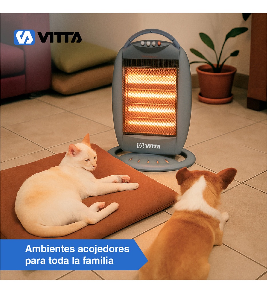 Estufa Halogena Cuarzo Vitta 1200w 3 Velas Giratoria Vit-201