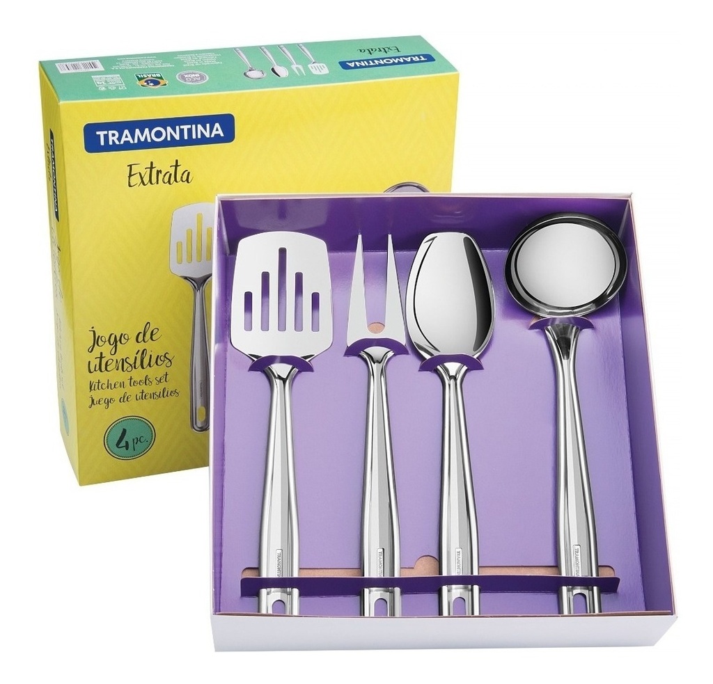 Set 4 Utensilios Cocina Tramontina Extrata Acero Inoxidable