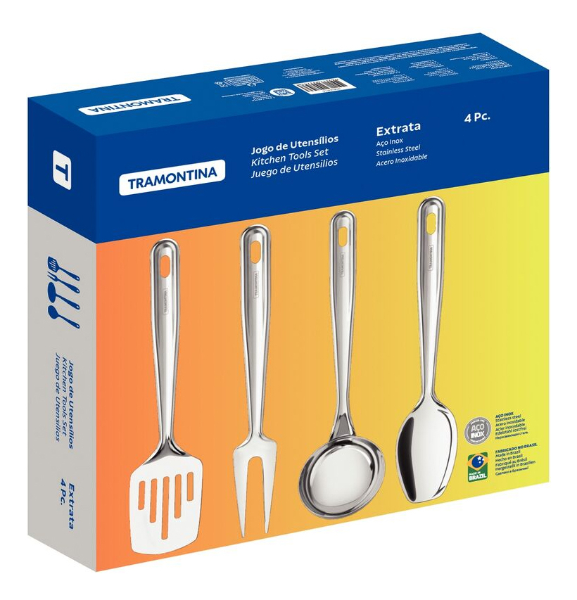 Set 4 Utensilios Cocina Tramontina Extrata Acero Inoxidable