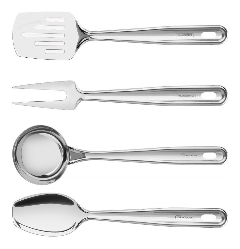 Set 4 Utensilios Cocina Tramontina Extrata Acero Inoxidable