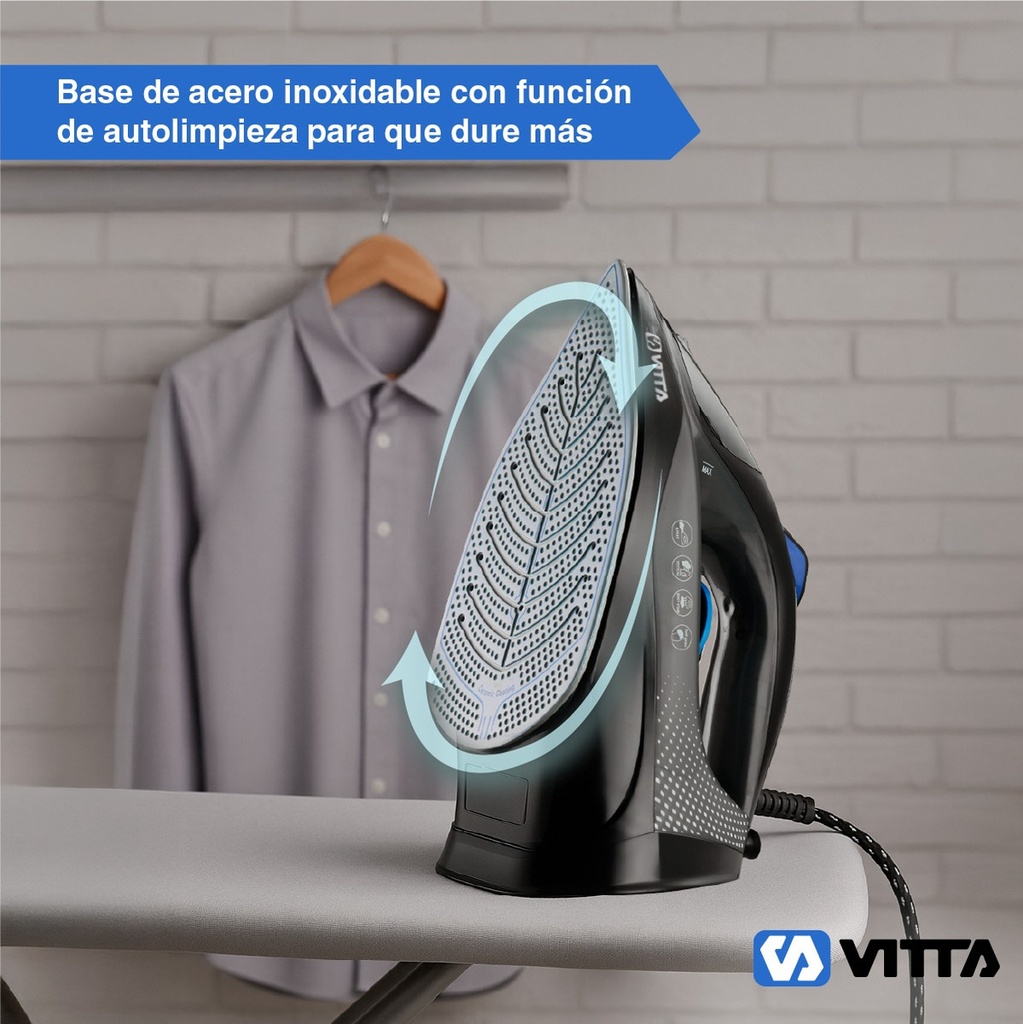 Plancha A Vapor Vitta Acero Inoxidable 2200w Negro