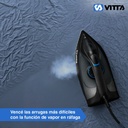 Plancha A Vapor Vitta Acero Inoxidable 2200w Negro
