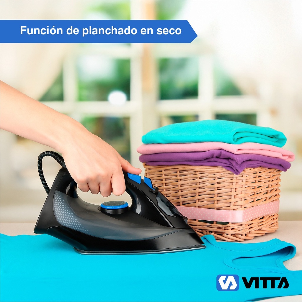 Plancha A Vapor Vitta Acero Inoxidable 2200w Negro