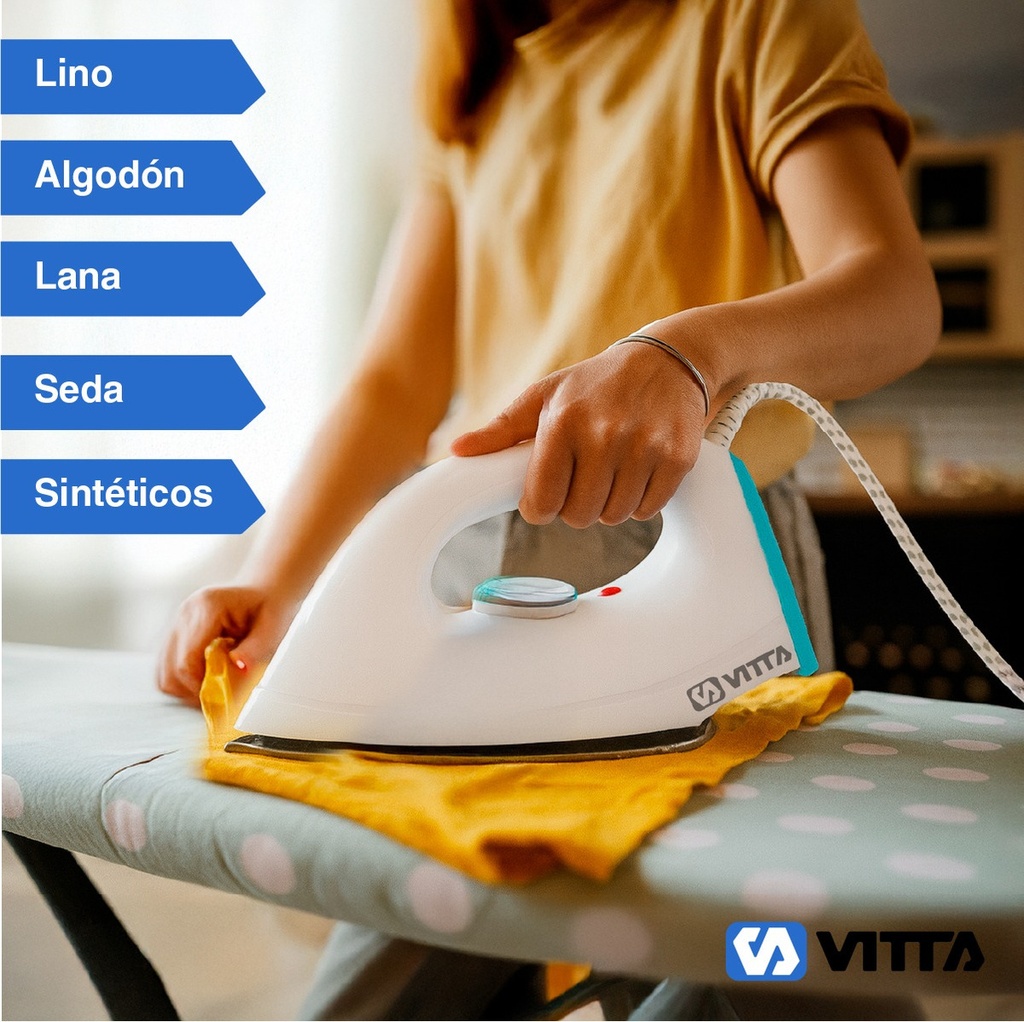 Plancha Seca Vitta Con Base Acero Inoxidable 1000w Blanco