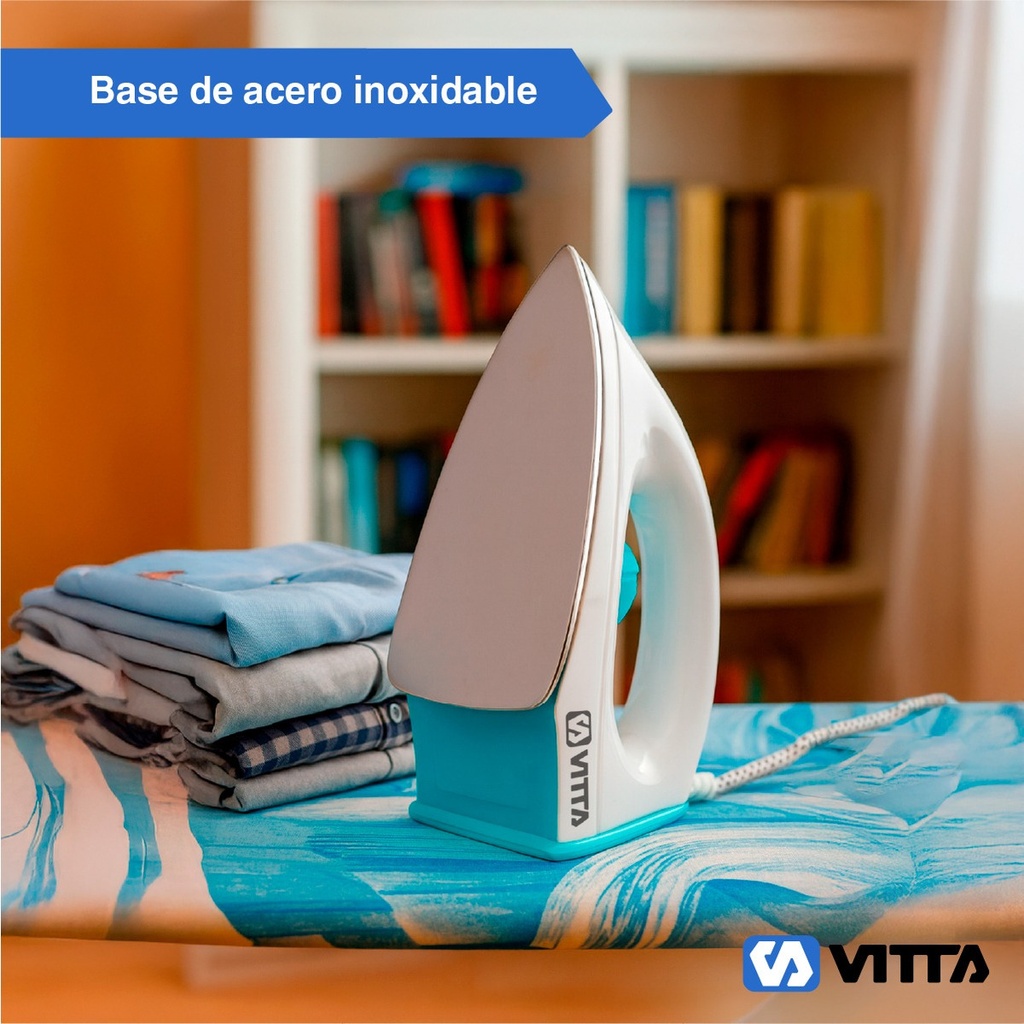 Plancha Seca Vitta Con Base Acero Inoxidable 1000w Blanco