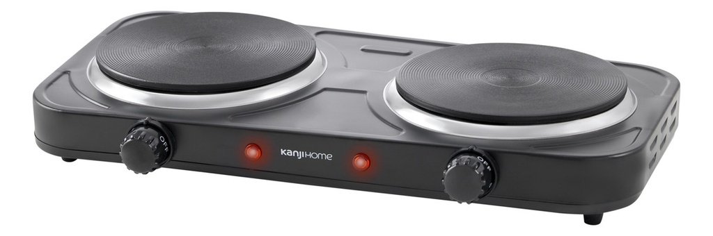 Anafe Eléctrico Kanji 2 Hornallas Negro 2200w Kjh-hp2200bdd