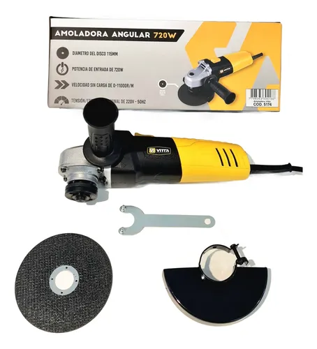 Amoladora Angular Vitta 115mm 750W Con Disco De Corte