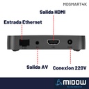 Tv Box Smart 4k Android Midow Wifi Ethernet Convertidor Ott Media Streamer Control Remoto Hdmi Netflix Youtube