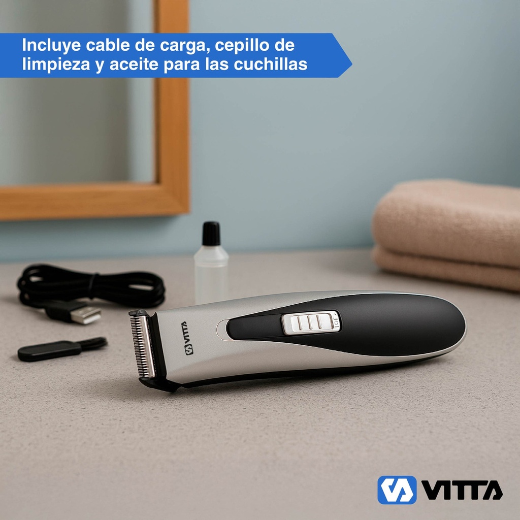 Corta Pelo Barba Usb Vitta Cuchilla Acero Al Carbon Cbcl602