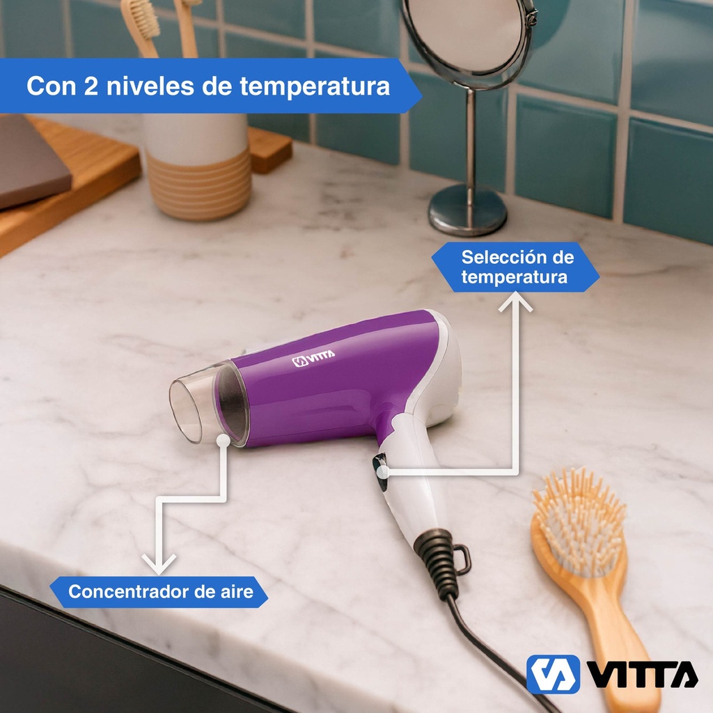 Secador De Pelo 1000w Vitta Beauty Vit-hd8300 Violeta