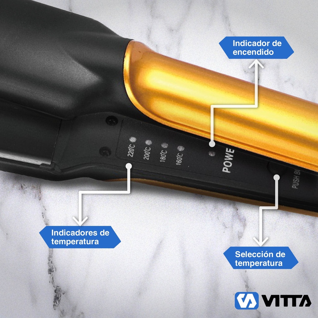 Planchita De Pelo Vitta Beauty Ceramica Dorada Vit-hb5002