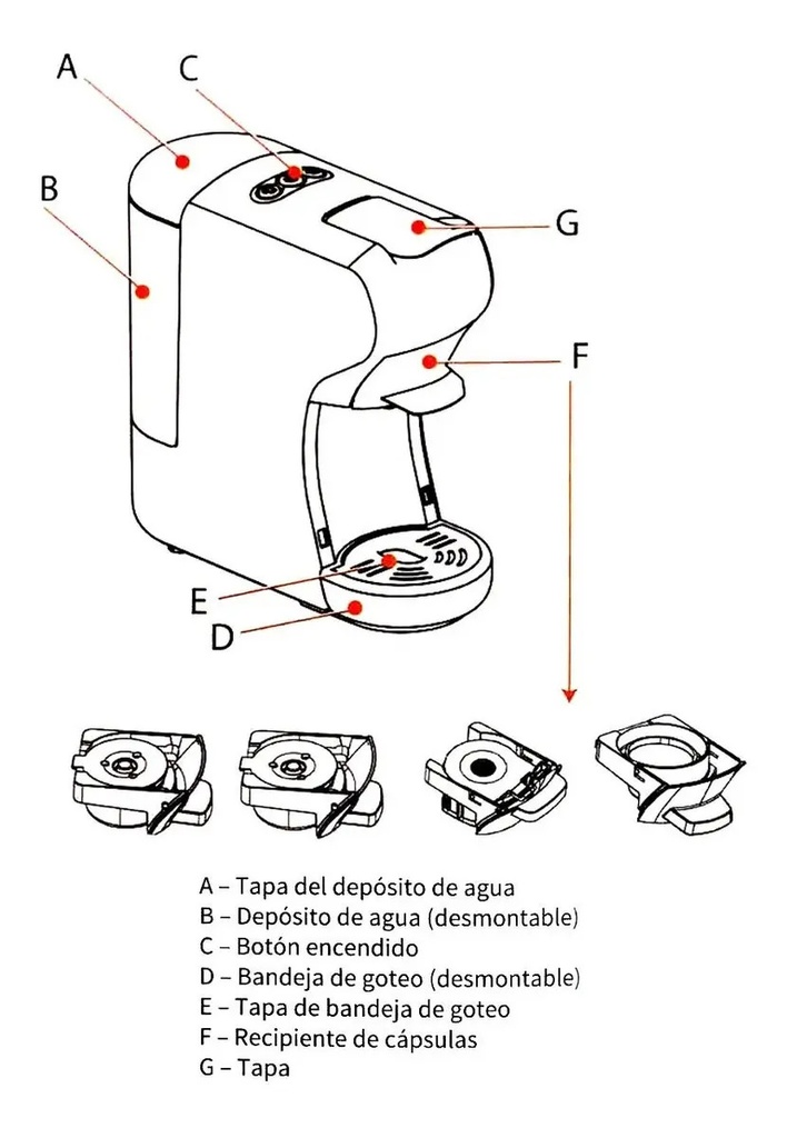 Cafetera Expreso Cápsulas Kanji Automática Negrokjh-cm1500m. - Negro