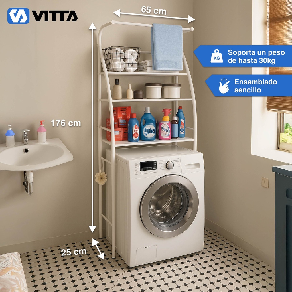 Mueble Organizador De Lavadero Vitta 3 Estantes Bastidor