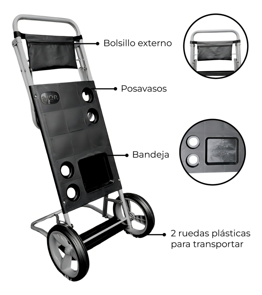 Carro De Playa Mor 2595 Negro Aluminio