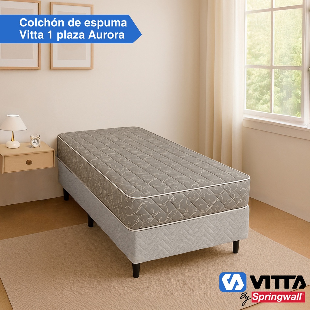 Colchon Espuma Vitta Aurora 20 1 Plaza 80x190x23 Gris