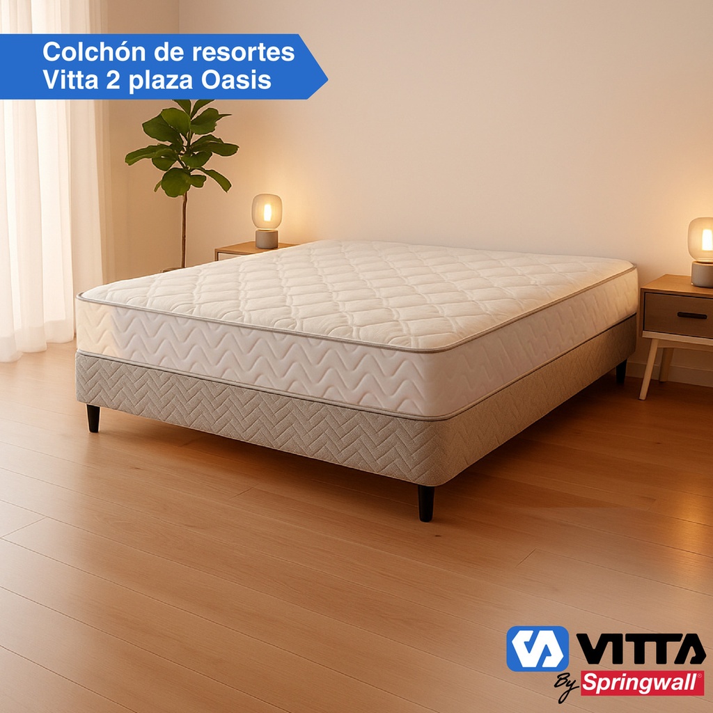 Colchon De Resorte Vitta Oasis 2 Plaza 140x190x23 Blanco 