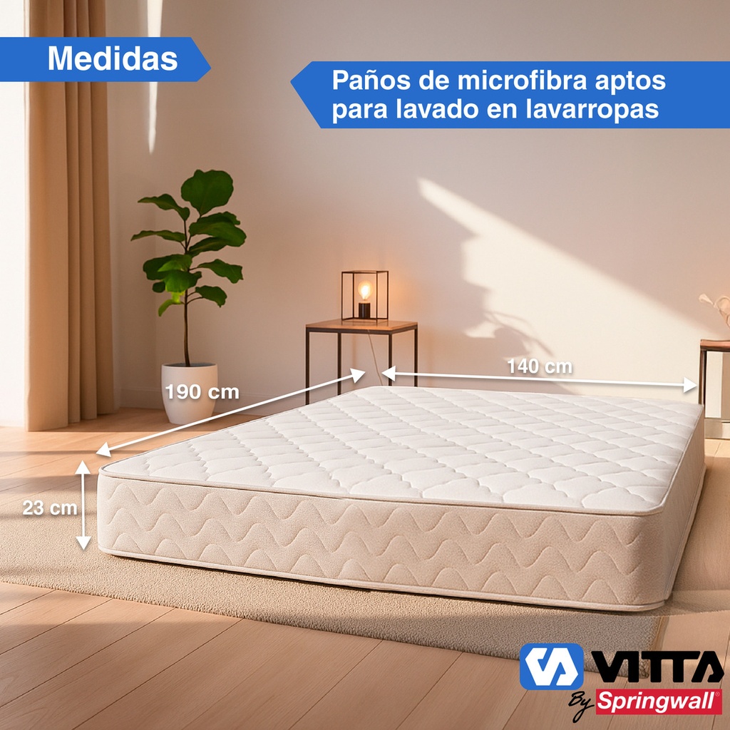 Colchon De Resorte Vitta Oasis 2 Plaza 140x190x23 Blanco 