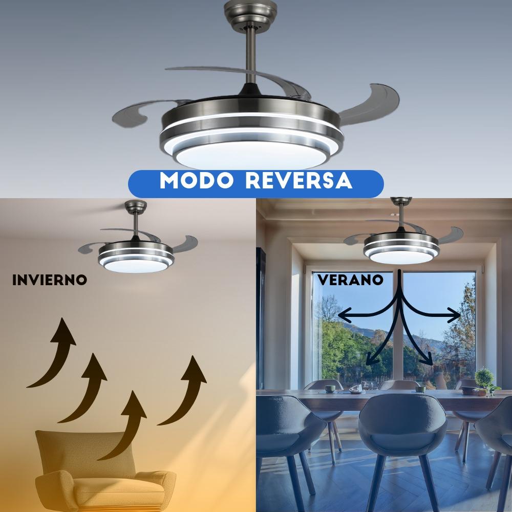 Combo X2 Ventiladores Vitta De Techo Retractil C/luz 6v Acero 