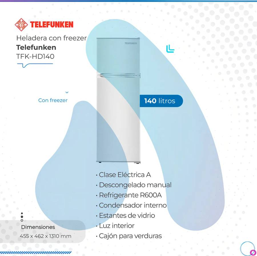 Heladera Telefunken Tfk-hd140 140 Litros 2 Puertas