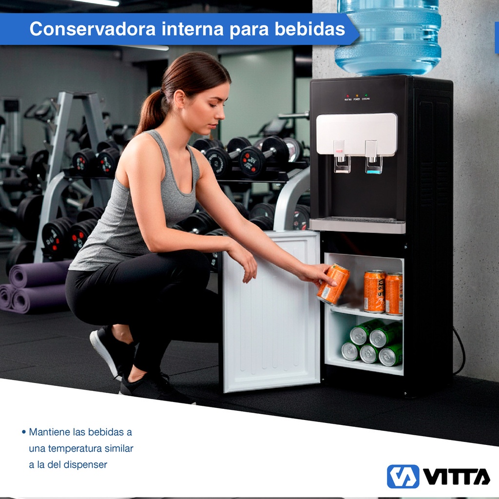 Dispenser De Agua Vitta Frío/calor Con Conservadora Dafcb002 - Negro 