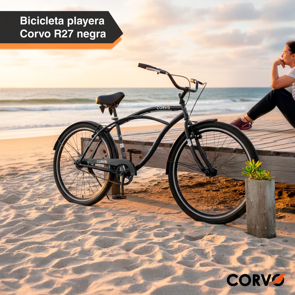 Bicicleta Playera R27 Corvo Color Negro 27" 