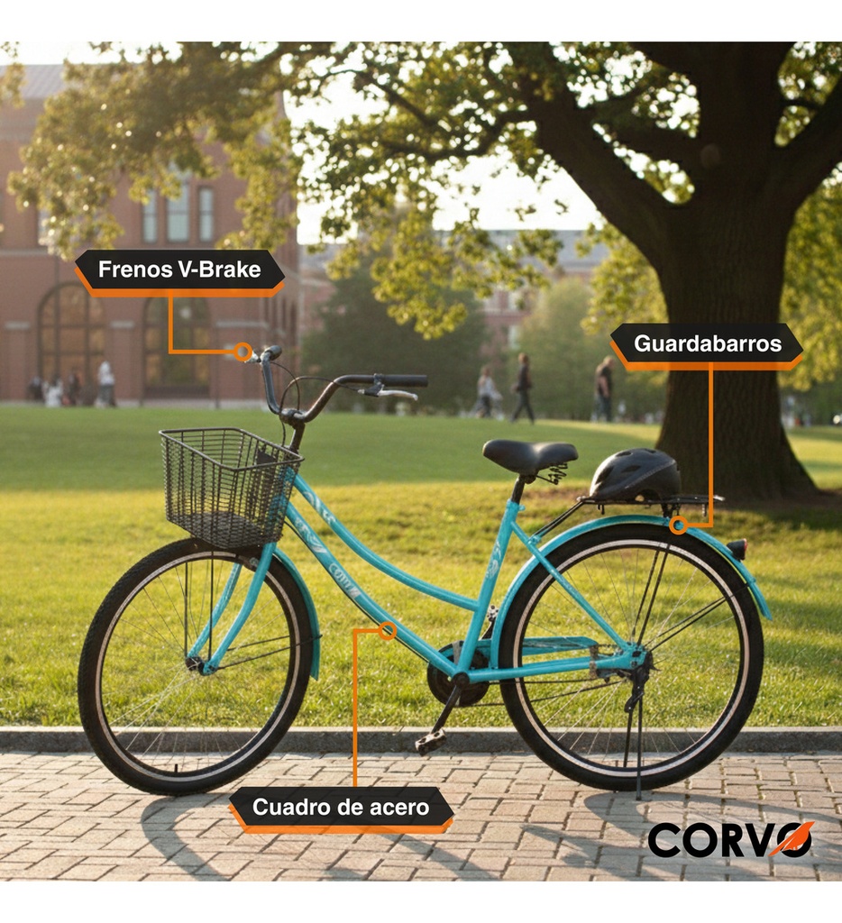 Bicicleta Playera R27 Corvo C/ Canasto Color Celeste 27" 