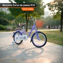 Bicicleta Infantil Corvo Rodado 16 de Acero color Violeta C/ Rueditas
