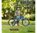Bicicleta Infantil Corvo Rodado 16 de Acero color Celeste C/ Rueditas