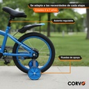 Bicicleta Infantil Corvo Rodado 16 de Acero color Celeste C/ Rueditas